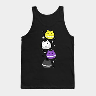 Non Binary Pride Flag Nonbinary Cat Enby Macaron Tank Top